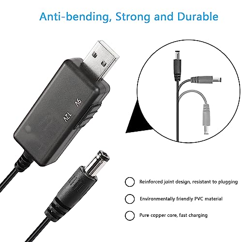 USB naar DC Booster Kabel, Power Bank Router Kabel, 5V tot 9V, 12V Boost Digital Display, verstelbare 5520m USB-kabel met 8 DC Plugs 5