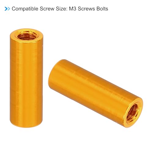 M3 Aluminium Spacers, 12Pcs Metaal Spacer Aluminium 3mm ID x 5mm OD x 15mm L Threaded Spacer Screw Standoff Ronde voor RC Auto Drones Moederbord, Goud 4