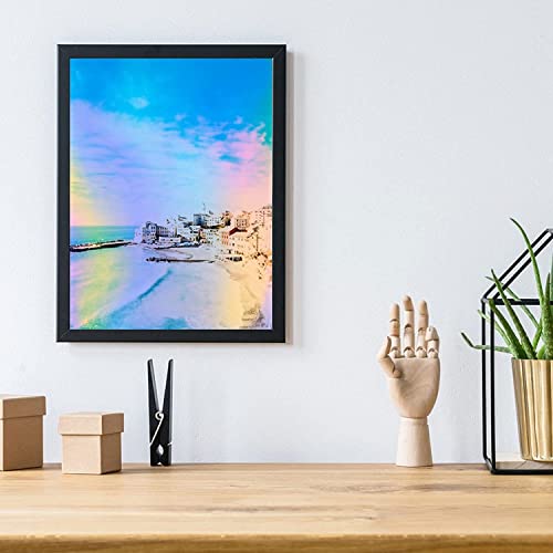 Zee 20 Sheets Holografische Sticker papier Clear A4 Vinyl Sticker Papier Zelfklevende Waterdichte Transparante Film met Edelsteen Spot Rainbow Star patronen, 11,7 x 8,3 inch (Gem, Dot, Kleurrijk, Ster) 5