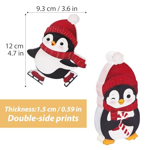 3Stuks Penguin Kerstmis Decoratie leuke pinguïn houten blokken Winter Layed Lade Decor set Kerstmis Tafel Decoratie voor Party Home Office Plank