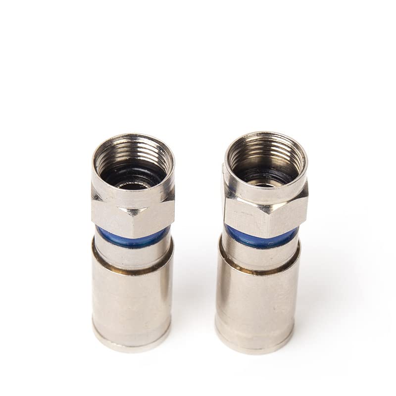 Sea SAT F-Quick Mount Connector HD Satellite Cable Compressie Plug F Compressieplug 7-7.5mm Coaxiale Kabel Antenne Kabelspanningstangen TV Antennekabel Coaxiale volledig metaal