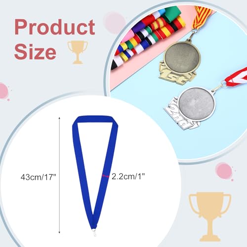 Award Neck Ribbons, Pack van 25 Polyester Medal Lanyards met Click Clip, Blank Award Ribbon voor Competition Performance Sport Party Blue