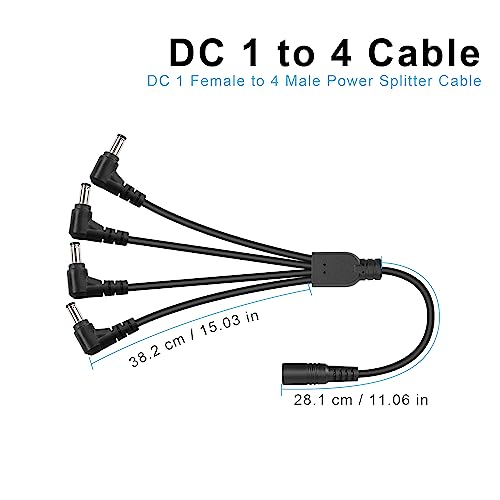 DC splitterkabel, 1 stopcontact tot 4 stekkers, 5,5 mm x 2,1 mm, 12 V DC verlengkabel, splitteradapter voor CCTV bewakingscamera, LED striplamp etc. (1 tot 4)