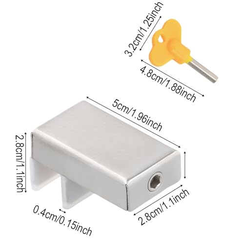 2 stuks schuifbare venstersloten Stopper Deur Frame Stainless Steel Safety Lock Verstelbare vensterslot met Key venstergrensstopper voor school, thuis en kantoor