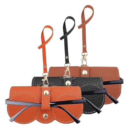 3 stuks zonnebril geval, slanke glazen geval zachte lederen zonnebril zak PU lederen glazen geval met Lanyard Travel beschermende hoes voor glazen draagbare glazen Organisator zak voor vrouwen mannen