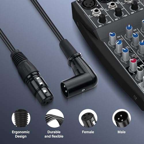 6.5FT XLR Kabel 90 graden 3 Pin XLR Man tot vrouw Balanced Microphone XLR Extension Kabel voor Studio Recorder, Microfoon, Mixer, Speaker System, Phantom Power (90°Male tot vrouw)