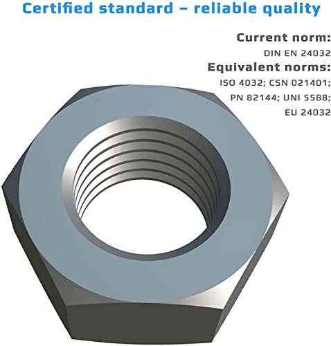 M14 Nut (verpakking van 5) Roestvrij stalen Hex Lock Noten voor Bolts/Screws - Metaal met Coarse Thread - Gecertificeerde standaard DIN EN 24032 DIN934 14mm 5