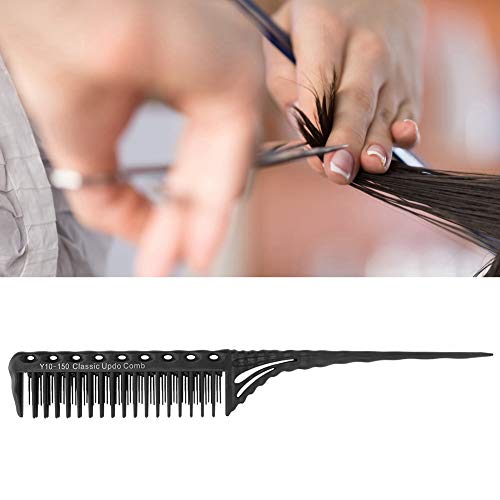 Professionele Kapper Comb, Teasing Comb - 3 rijen Tandstaart Comb voor Volume en Styling Precisie(Zwart) 5