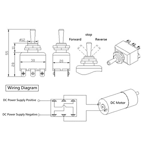 2Pcs DC Motor Switch CW Vooruit achteruit achteruit Switch 24v, Voorwaarts omgekeerde elektrische Switch CCW Motor 6 Pin Rocker Switch 250V 15A, Schakelschakelaar voor hoge 3