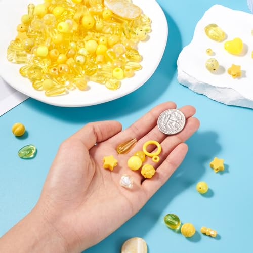100g gele acryl kralen hart Bow Teardrop Ronde Losse kralen Diverse Ambacht Kralen Bulk voor Lanyard Keychain armband sieraden maken 5