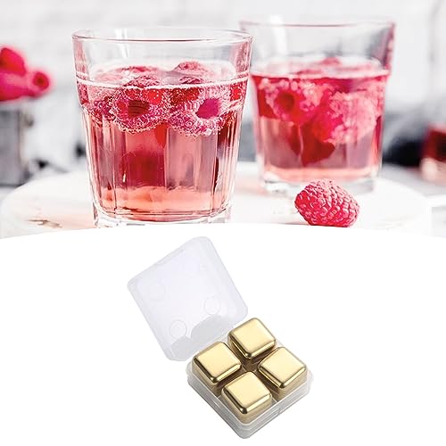 Verpakking van 4 IJsstenen Whisky Systeem Metalen Ice Cubes Herbruikbaar Clean Roestvrij stalen Ice Cube Stone Quick Cooling Siliconen Ice Clip voor (BuachoisBkm-11) 3