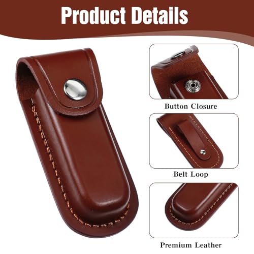 Leren Riem Mes Case, 12.5cm Leren Mes Case, Essen Mes Case, Opvouwbare Vouwbare Mes Case, Draagbaar Leren Vouwmes Case met Gesp 4