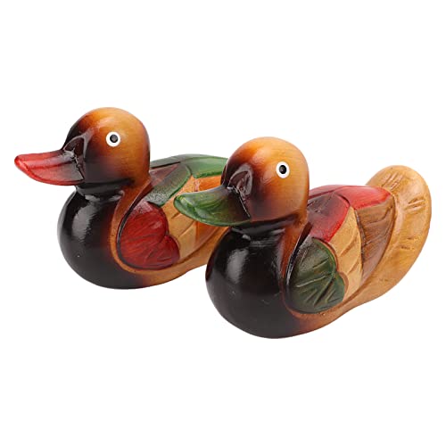 2 st. Mandarin eendenbeeldjes, houten hand geschilderd figuren tuin Bird Ornament Art Beelden voor Outdoor Collectible Decor