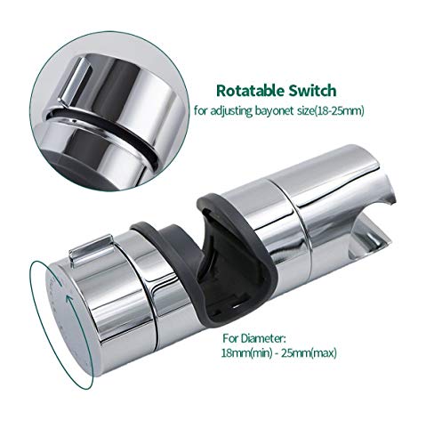 Handheld douchehouder, ABS, 19-25 mm, verstelbaar, 360° draaibaar, verchroomd (Grijs)