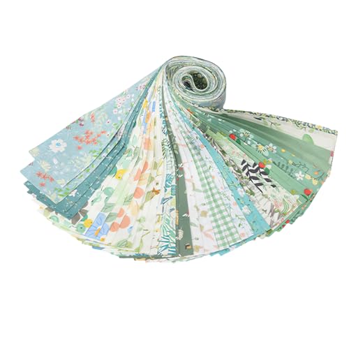 40 Rolls Katoen Quiltstof Bloempatronen, 20 Styles Pre-Cut 2.5 x 19.69 Inch Fabric Strips voor DIY ambachten Naaien, Poppenkleding, Kussendecoratie (Twill Green 6x50cm, 2