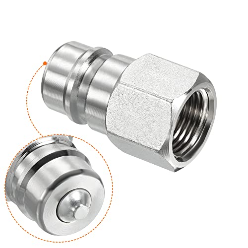 Hydraulische Quick Connect Coupler, 1 Pack Carbon Steel G1/2 Female 0.8" OD Pipe Fitting Plug Adapter voor Bouw Landbouw, Zilver 4