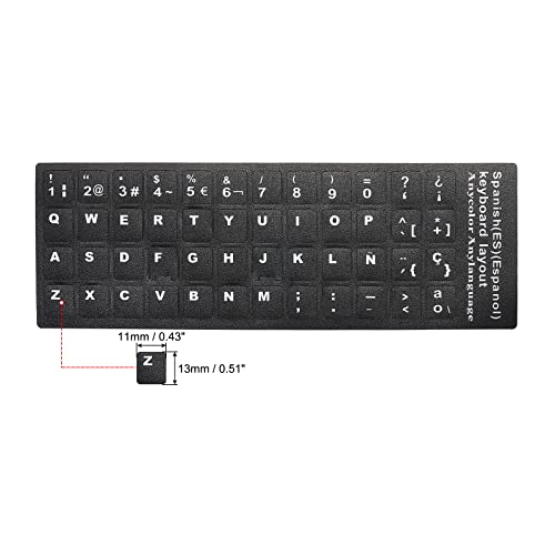 6 stuks Spaanse toetsenbord Stickers, Universal Keyboard Replacement Cover Mat voor Notebook, Bureau, Computer, Zwarte Achtergrond, Witte Inscriptie