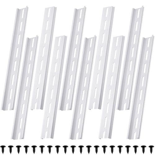 Aluminium DIN Rails, 25 cm / 9,8 inch, 35 mm breed, 7,5 mm hoge top hoed Slot DIN Rail met RoHS (10 Pack, Silver)
