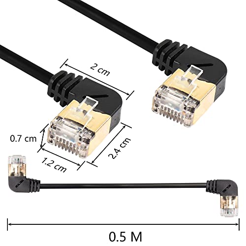 RJ45 Cat8 Ethernetkabel, 90 graden stekker aan Plug, Fast Cat8 Network Cable, 40 Gbit/s 2000MHz SFTP Patch Kabel voor Router Modem Server (rechts naar rechts)