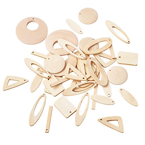 48st 8 Styles Geometrische Houten Hangers met 48st Oorbellen Hooks & 48Scs Jumping Ringen voor het maken van DIY oorbellen 3