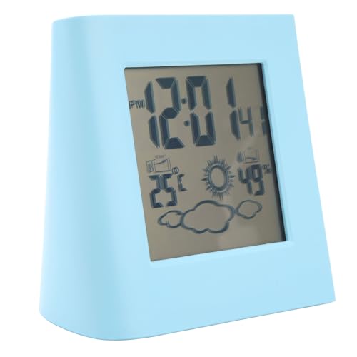 Zonnealarmklok Zonnealarmklok Eco-vriendelijk Alarmklok Zonne-bureau klok Zonne-oplaadklok voor weervoorspelling klok Zonne-LCD schermklok (blauw)
