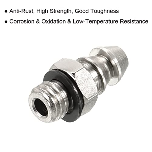 Slang Barb Montage Straight 5mm Barbed Wire M5x0,8 Mannelijke draad, 2 verpakkingen gegalvaniseerd Koperen Mini Pipe Connector, Zilver 4