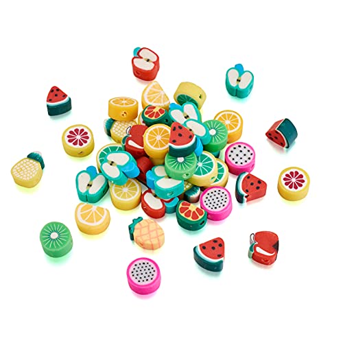 50 st Polymer klei kralen gemengd fruit thema zachte pot kralen voor sieraden maken ketting armbanden gat: 1.5mm