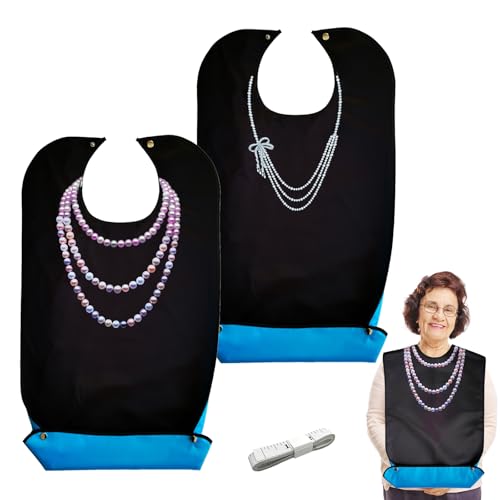 Adult Bibs voor Ouderen Wasbaar, 2 Pack Waterproof en Herbruikbare Adult Bibs voor het eten van Adult Bibs voor Vrouwen, Kerstdiner,, Black