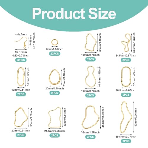 Golden Hoops oorbel Oval & Teardrop Dangle oorbellen Chic Franse oorbellen onregelmatige geometrie oorbellen Holle oorbellen set voor DIY vrouwen meisjes oorbellen 4