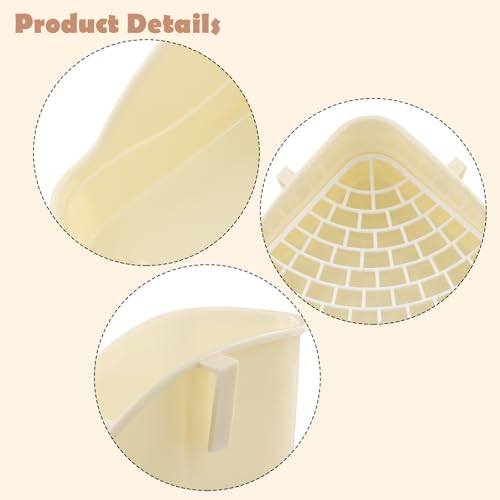 Driehoekige kattennest Box voor konijnen en kleine dieren, verwijderbare hoek toilet, met rooster voor Guinea Varkens, Hamsters (Wit) 3