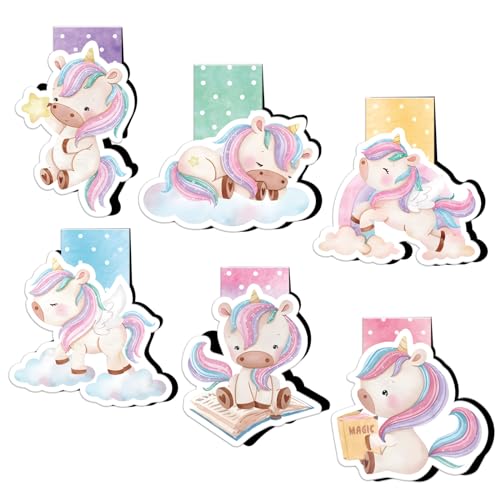6 stuks magnetisch Bladwijzer Pastel Eenhoorn Magneet Page Markers Cadeaus voor studenten Leraren Readers Meisjes Verjaardag School Home Office Supplies