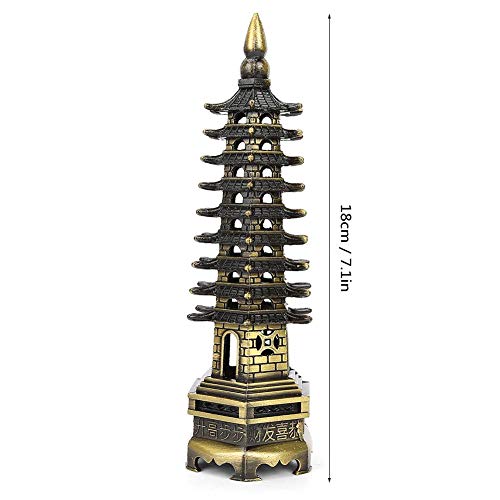 Metalen toren standbeeld Chinese stijl WenChang toren model figuur legering pagoda miniatuur ornamenten kantoorhuis bureaublad decor 3
