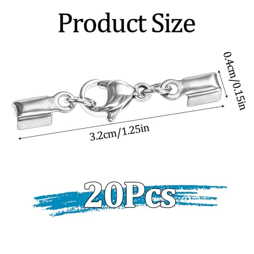 20 st Ketting sluiting, Roestvrij stalen sieraden sluiting Zilveren leren koord ketting sluitingen voor armbanden, sieraden sluiting voor ketting armbanden hangers sieraden maken 3