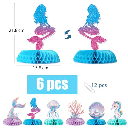 Set van 6 honingraat zeemeermin decoratie tafel verjaardag meisjes