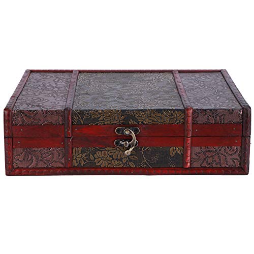 Decoratieve Treasure Chest Vintage Houten Opbergbox Multifunctioneel voor sieraden Boeken Kaarten Collectie Cadeaus Gouden Druiven