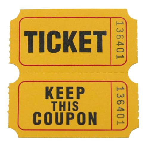 Zee Loterij Tickets Dubbele Roll - 1000 Ticket Hoeveelheid per rol - Loterij Drum Tickets Roll voor Bingo Ballot Party (Geel)