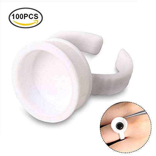 100 st tattoo ringen bekers, voor wegwerp tattoo inkt ring, make-up wenkbrauw lip tattoo pigmenten houder container beker(Medium zonder divider) 5