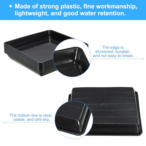 Plant Saucers 17.5cm, 10st Vierkante Plastic Bloem Pot, Dikkere Planten, Drip Trays voor Binnen, Buiten, Tuin, Potted Zwart 4