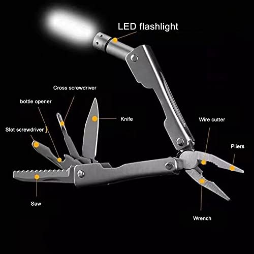 Multi Tool Tang met licht, zak Multitool met draadsnijmachine, schroevendraaier, mes, Legering Staal Multifunctionele Tang voor Survival, Camping, Jacht, Vissen en Wandelen 3