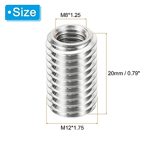 Thread Adapters Nut Reduction Nut, 10 stuks M12*1.75 Male to M8*1.25 Vrouwelijke Repair Insert Nut Schroef Reducer Conversion Roestvrij staal Fastener 20m m
