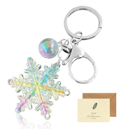 Verblindende sleutelhanger voor vrouwen, acryl sneeuwvlok hanger sleutelhanger tas Charm Lucky hanger Kerstmis sleutelhanger voor stelletjes minnaar mam vrienden met een auto, wit, een maat, wit