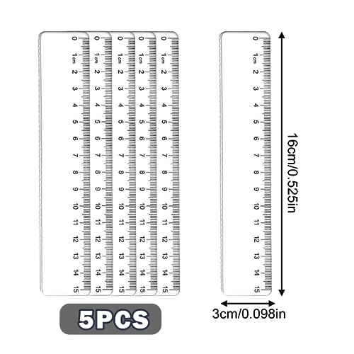 5 stuks Liniaal, 15 cm, Liniaal, Basisschool, Transparante Plastic Liniaal, Liniaal, Liniaal, 15 cm, Flexibel Transparant Meetliner voor School, Kantoor, Huishouden, Ingedrukt Centimeter Schaal