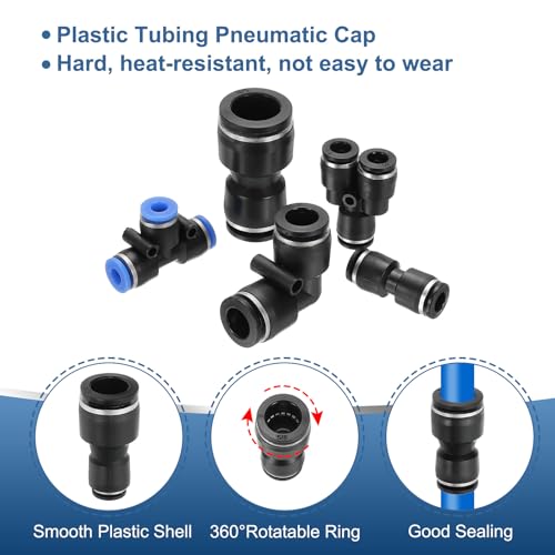 6 st Straight Union Push to Connect Fitting, 1/4" x 1/2" OD Tube Reducer Connector Quick Push Lock Adapter Luchtslang Fitting voor Pneumatische Systeem Pijpaansluiting, Zwart 3