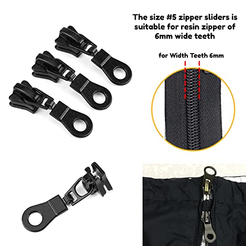 20st Zipper Sliders, Universele Metaallegering Grootte #5 Zipper Reparatie Vervanging Kit Instant Fix (zwart) 4