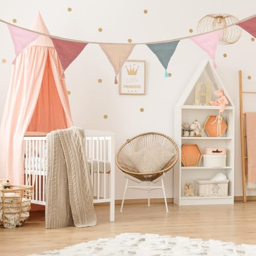 Pennant Banner Vlaggen met Tassel 2st, 10st Dubbelzijdig Stof Katoen Driehoekige Vlaggen 8.5ft Vlaggen Pennant Garland voor Verjaardagsfeest Bruiloft Decor, Lichte Kleuren 5