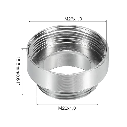 M22*1.0 Male to M26*1.0 Vrouwelijke Thread Faucet Adapter, Chrome Plated Aerator Connector Past voor Tuinslang Water Filter, Zilver