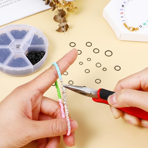 970 Stück Schlüsselring Schwarz, Schlüsselringe Klein Spaltring Schlüsselring Zum Aufhängen Kleiner Gegenstände an Zarten Halsketten Armbändern Ohrringen Schmuckherstellung (4/5/6/7/8/10 mm) 5