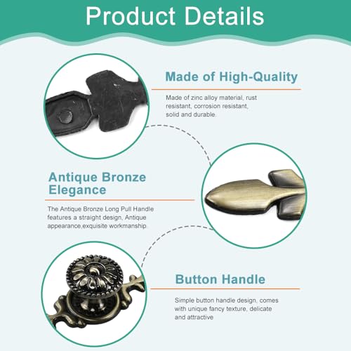 2 st. Vintage Kast Knobs, 25mm Antieke Bronzen Kast Knobs, Decoratieve Meubels Knobs, Lade Handgrepen, Ronde Meubels Deur Knobs met Montage Schroeven voor Lade Knobs Deur 3