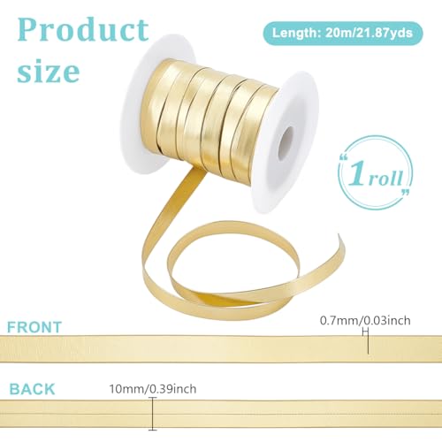20m Faux lederen band, 1cm Plat metaal lederen band, glanzend leer, Kant afwerking voor kleding, Naaien, Crafting, Verpakking, Goud