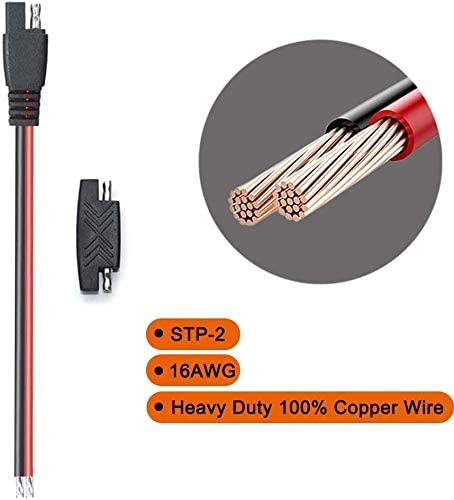 Verpakking van 3 SAE-aansluitingskabels, 12V-24V, 16 AWG, SAE-connector, 30 cm, SAE-verlengkabel voor auto's + SAE-connectoren voor motorfietsen, auto's 5